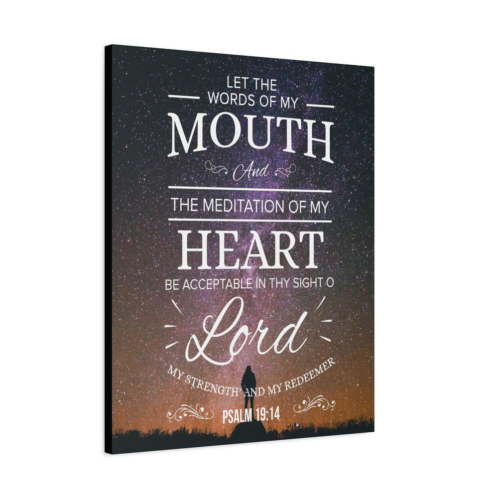 Scripture Canvas My Strength and Redeemer Psalm 19:14 Bible Verse Print